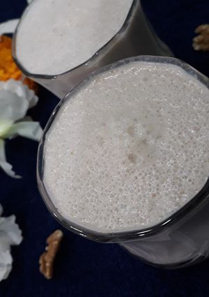 A picture of Walnuts smoothie very healthy and nutritious drink without sugar.