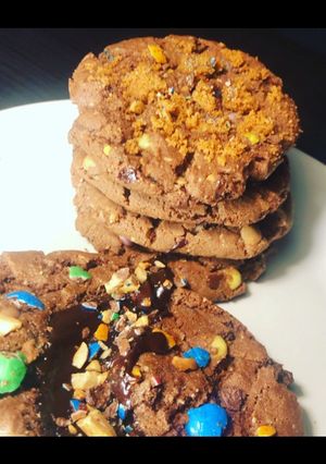 Une photo de Cookies moelleux aux spéculos et m&m’s
