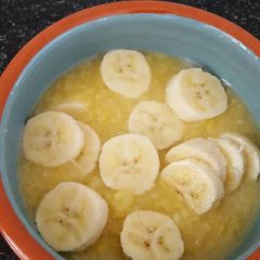 A picture of Banana moong dessert.