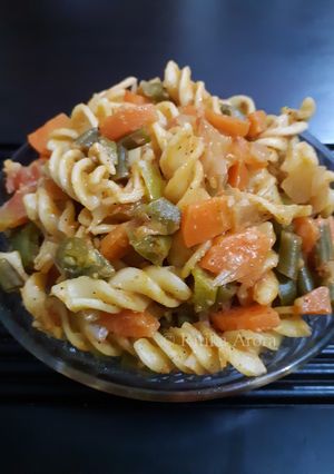 A picture of Vegetable pasta for kids.