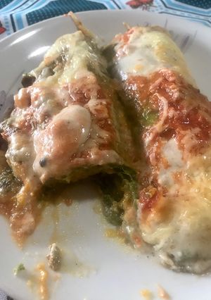 Una foto de Canelones verdes con Calabaza y Choclo