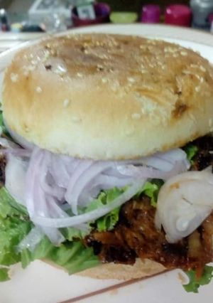 A picture of Beef veg burger.