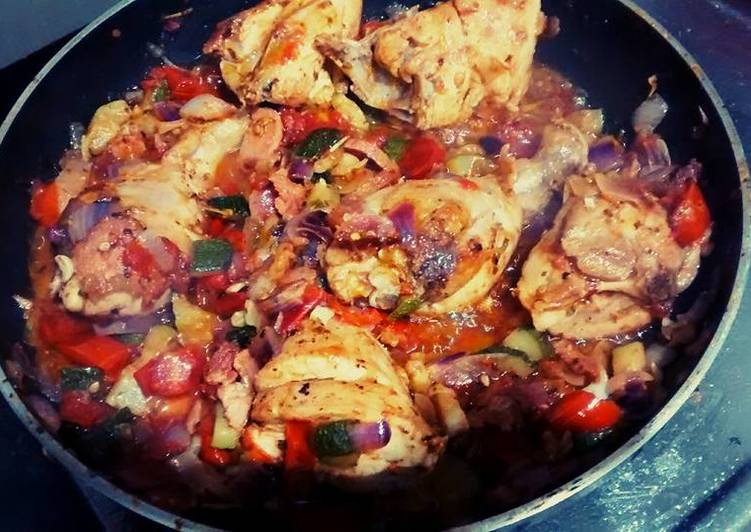 Steps to Make Any-night-of-the-week Chicken and Veggies in a Pan