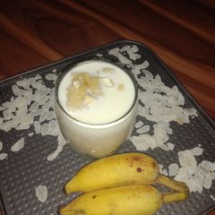 A picture of Poha banana milkshake.