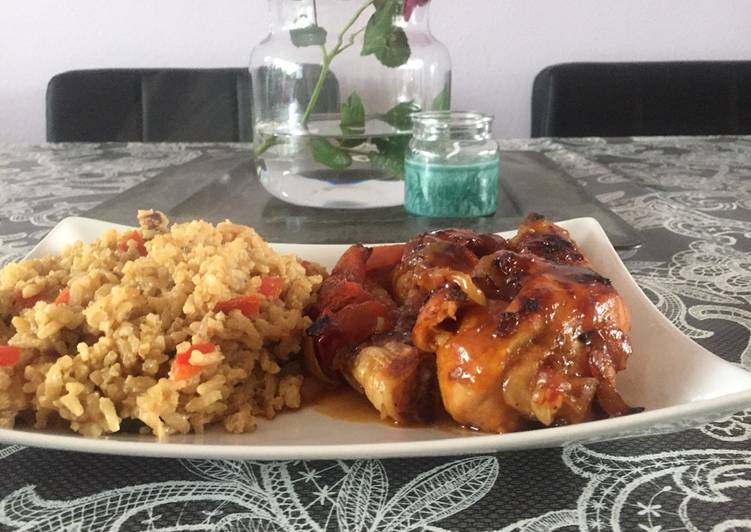 Jamoncitos de pollo en salsa barbacoa
