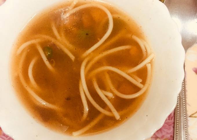 Vegetables noodles soup recipe main photo