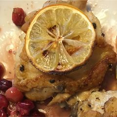 A picture of Meyer Lemon Chicken with Fresh Cranberries.