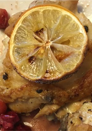 A picture of Meyer Lemon Chicken with Fresh Cranberries.