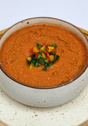A picture of Gazpacho Soup -A healthy chilled soup.