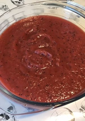 Une photo de Compote de kiwis et pêches de vigne au rhum