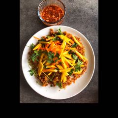 A picture of Cat Fish mango Salad.