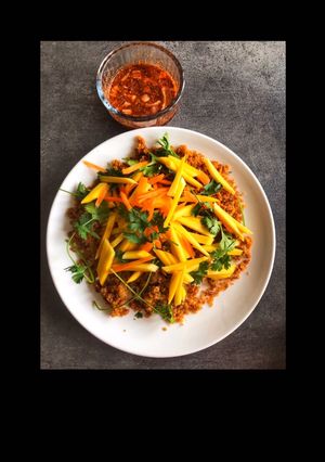 A picture of Cat Fish mango Salad.