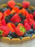 Fruits and Lotus biscuits cheesecake
