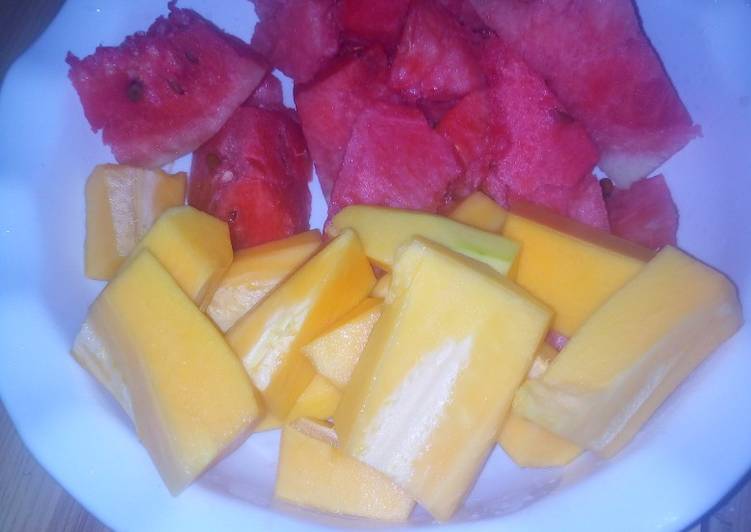 Steps to Prepare Favorite Watermelon and papaya