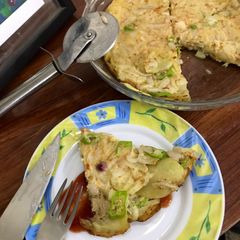 A picture of Egg and potato pizza.