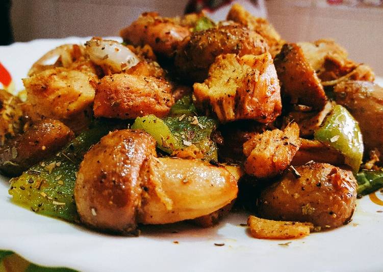 Recipe of Homemade Stir fried chicken with mushroom