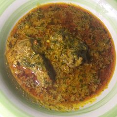 Bitter leaf and groundnut soup A picture of Bitter leaf and groundnut soup.
