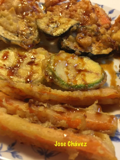 Una foto de Verdura en Tempura con miel de palma 'Apto para personas con diabetes'