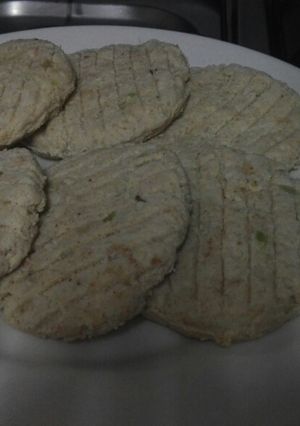 A picture of Chicken burger patties.