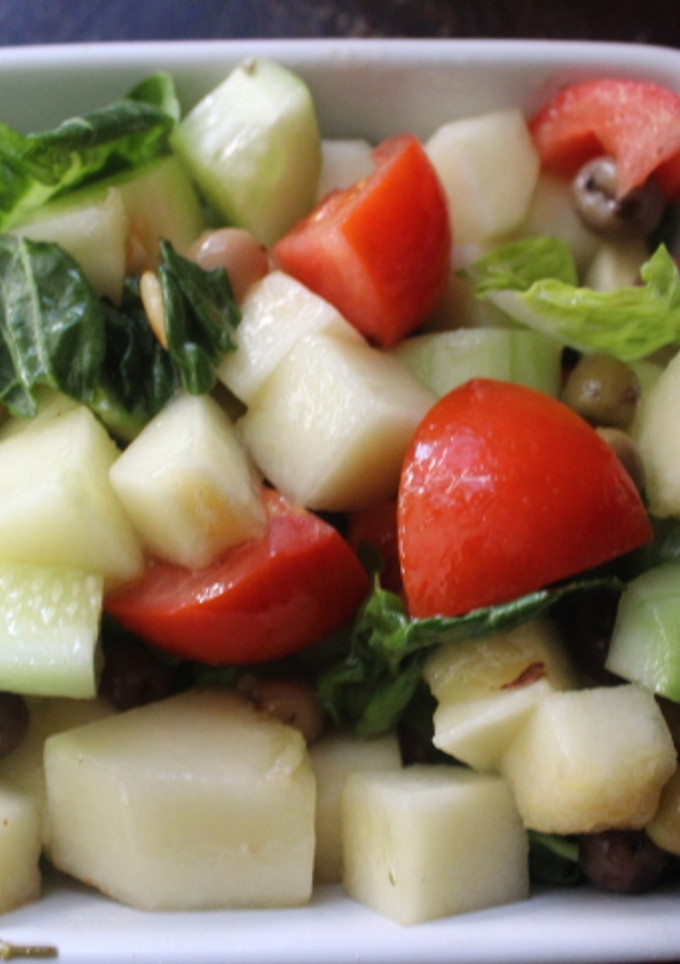 Una foto de Ensalada de melón, pepino y tomate