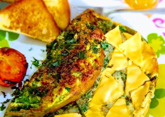 Fluffy Spinach Cheese Omlette A perfect healthy breakfast