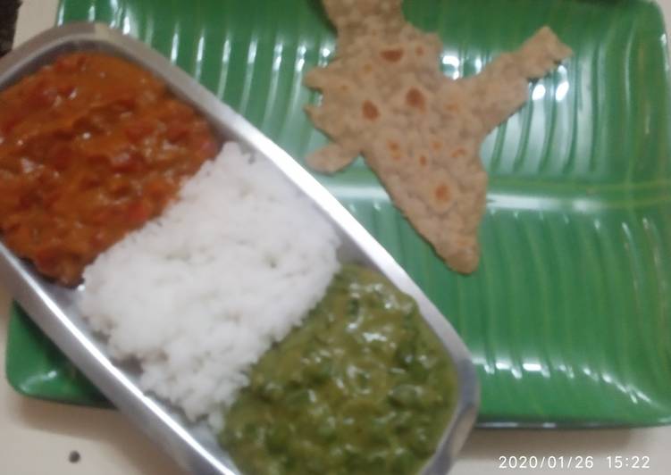 Tricolor Veg Korma with Indian map parantha