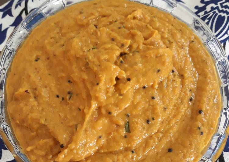 Recipe of Quick Black gram Lentil and Pumpkin Chutney | Poosanikkai Thoghayal