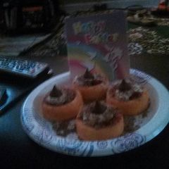 A picture of Chocolatey strawberry shortcakes.