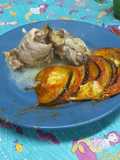 Arrolladitos de corvina con salsa de hongos hitach y Ratatouille
