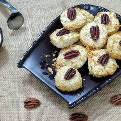 A picture of Eggless Fresh Coconut Pecan Cookies.
