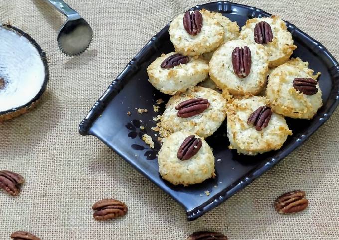 Eggless Fresh Coconut Pecan Cookies