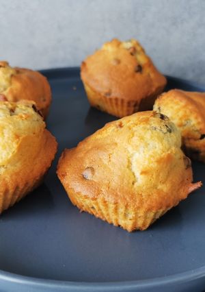 A picture of Chocolate Chip Muffins in the Air Fryer.