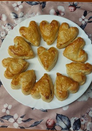 Nutellás szív leveles tésztából recept fotója