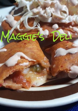 Una foto de Quesadillas de Camarón con masa colorada