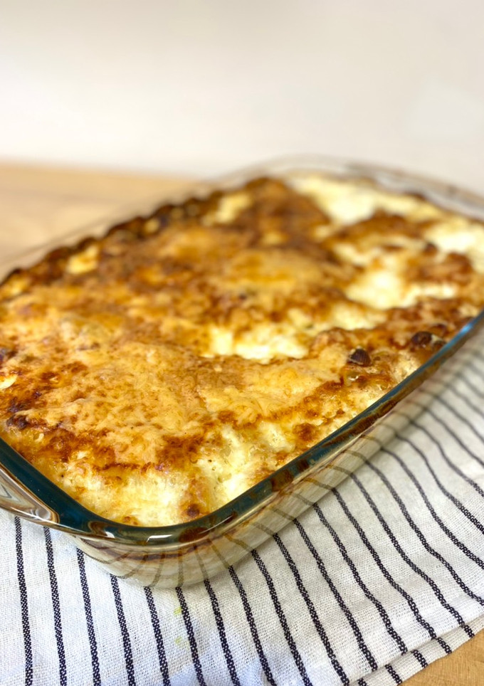 Una foto de Mac&Cheese al horno- receta viral