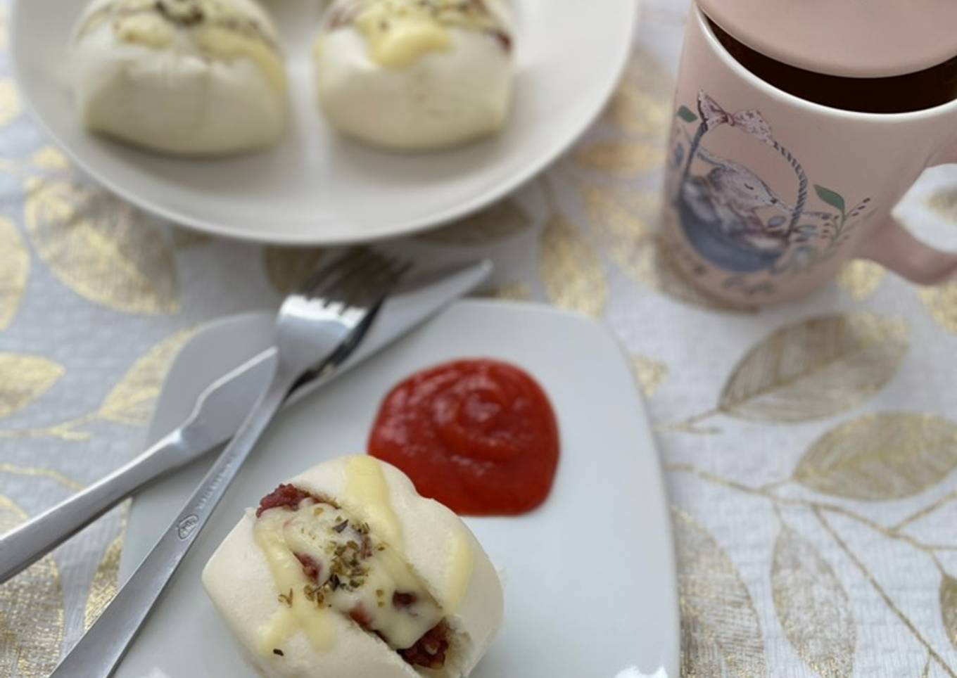Mantou kukus kornet mozza