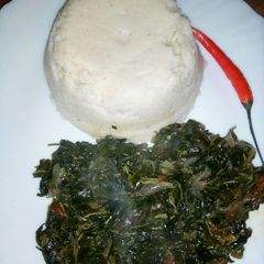 A picture of Terere and managu served with ugali.
