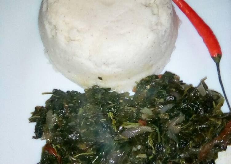 Terere and managu served with ugali