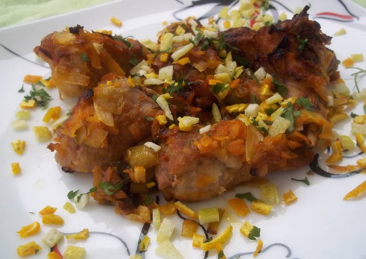 Conejo con verduras al horno y gramola