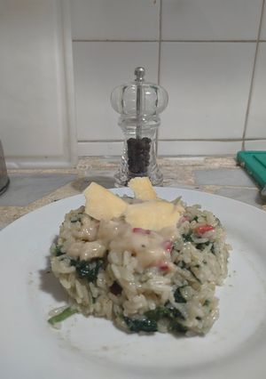 Una foto de Arroz con espinacas a la crema