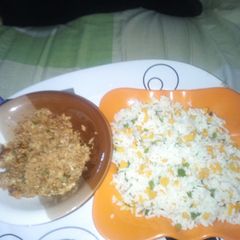Vegetable Rice With Egg Sause A picture of Vegetable Rice With Egg Sause.