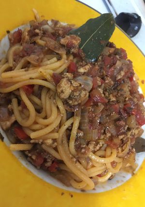 Una foto de Salsa boloñesa de tofu (Sin TACC, Gluten Free & Vegan)