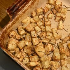 Maple roasted celeriac A picture of Maple roasted celeriac.