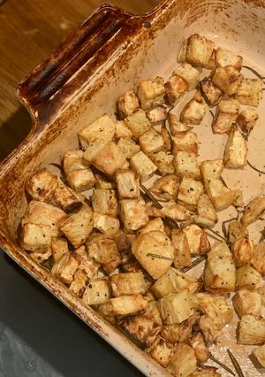A picture of Maple roasted celeriac.
