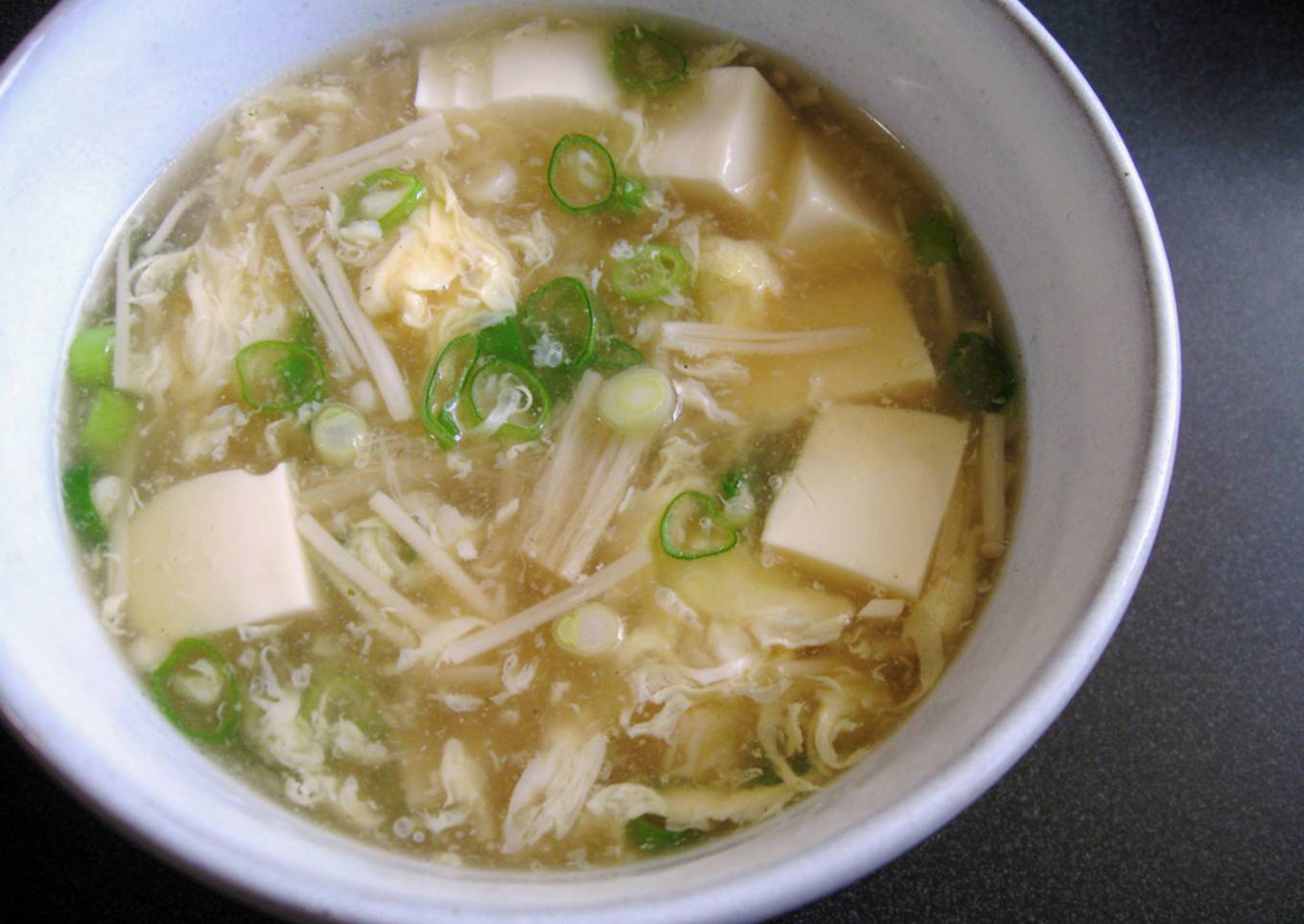 Enoki, Tofu & Egg Soup