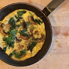 A picture of Spinach and portabello mushroom omlette.