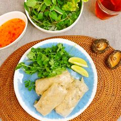 Delicious Ethnic Fried Spring Roll With Shiitake Powder A picture of Delicious Ethnic Fried Spring Roll With Shiitake Powder.