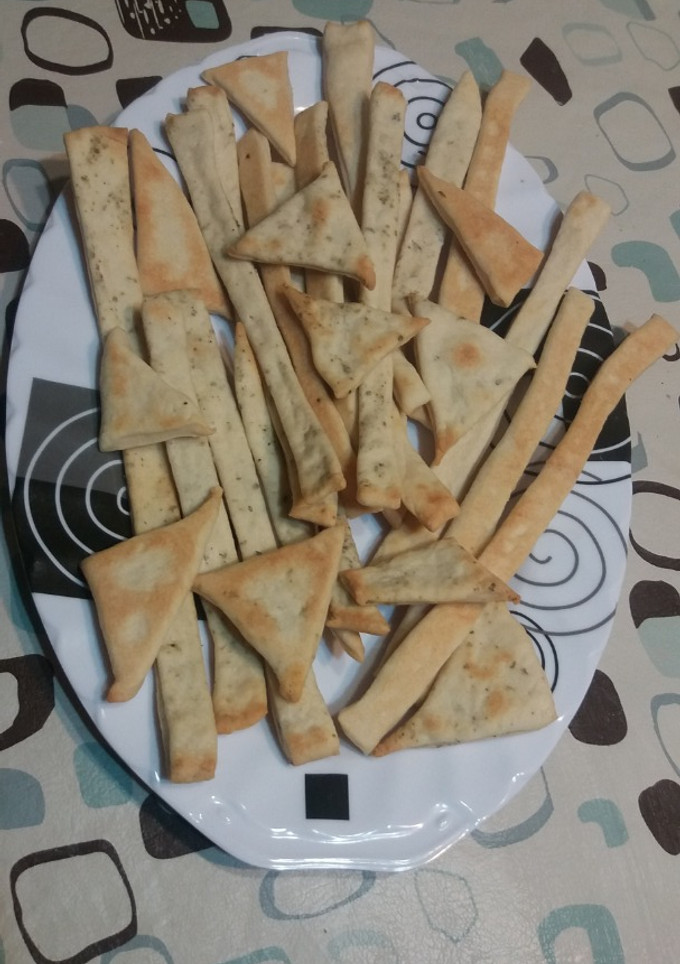 Una foto de Talitas de orégano o queso. Snack vegano