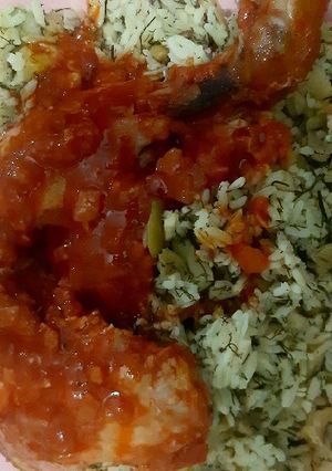 عکسی از دستور باقالی پلو با مرغ کم روغن