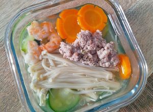 Hình của món Súp tôm thịt bằm nấm rau củ.